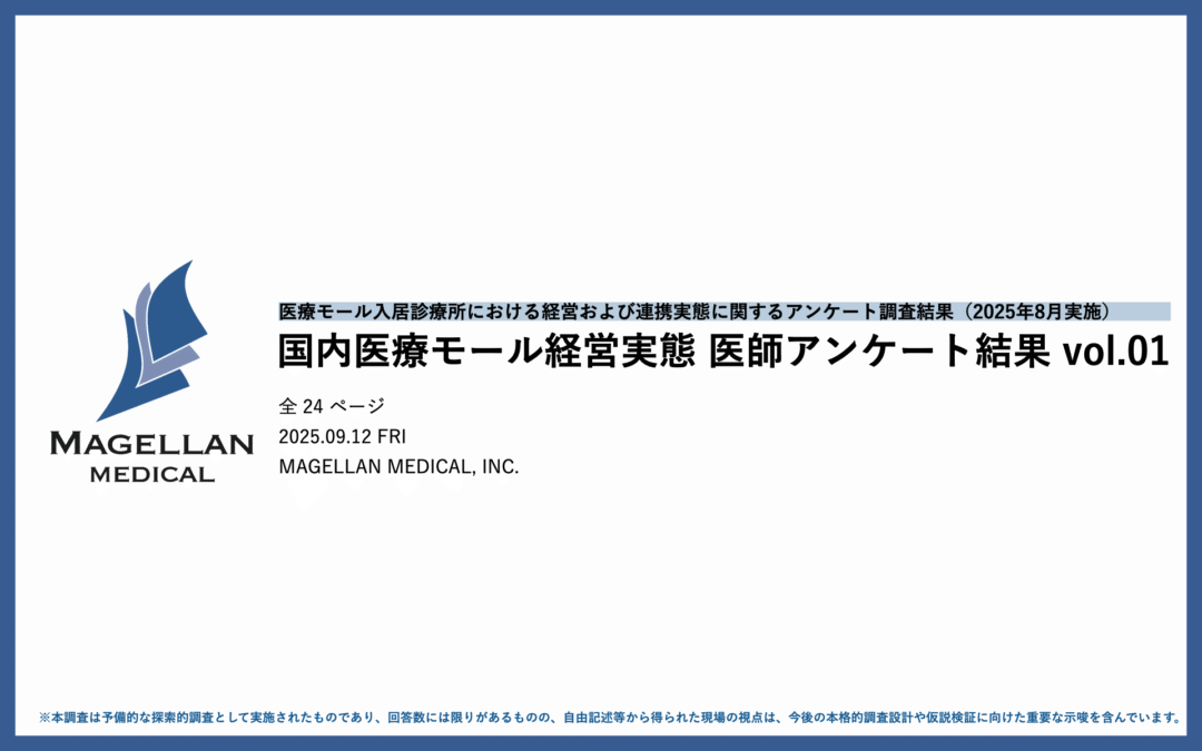 医療モール入居診療所の経営実態を明らかにする試みの第１弾として、医師アンケート結果を公開（2025年8月調査）― マゼランメディカル×京都府立大学伊藤研究室（医療経済学）による共同調査 ―